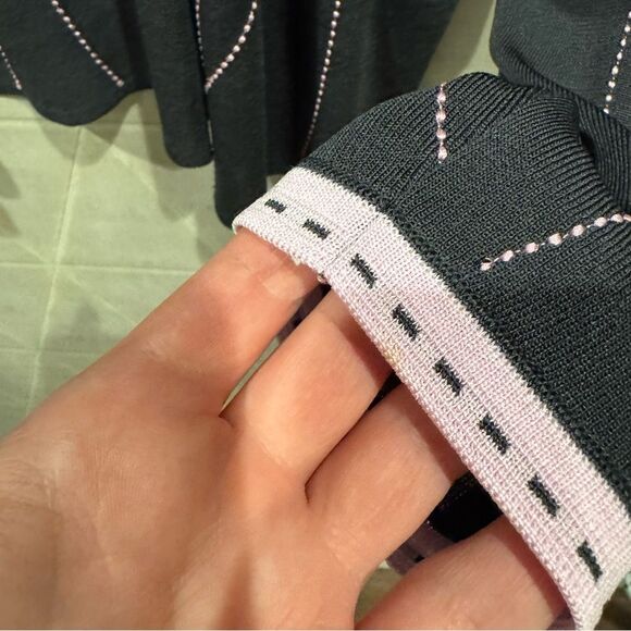 Ming Wang Pink and Gray Open Front Cardigan L - Picture 5 of 7